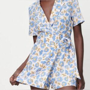 Zara Dresses Jumpsuits Women Bodysuit With Belt Floral Print Jumpsuits